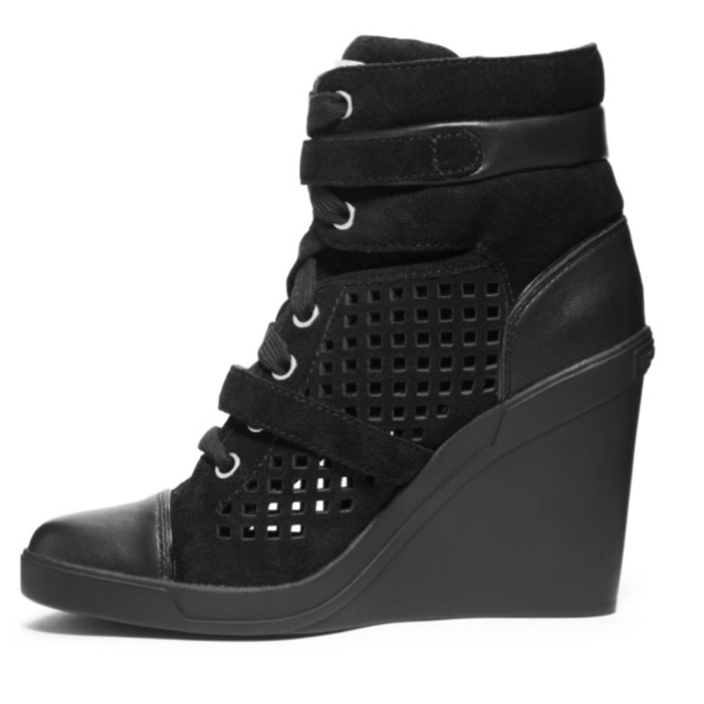 Michael Kors Skid Laser-Cut Suede Wedge Sneaker